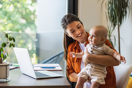 Woman and Child at laptop
